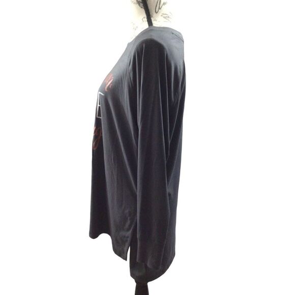 Woman’s Gray State Of Mine Side Split Long Sleeve Fall T-Shirt Size Medium - Picture 2 of 7